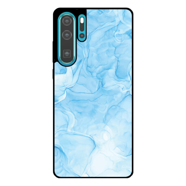 Huawei P30 Pro telefoonhoesje met lichtblauw marmer opdruk
