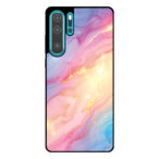 Huawei P30 Pro telefoonhoesje met regenboog glitter marmer opdruk