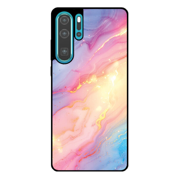 Huawei P30 Pro telefoonhoesje met regenboog glitter marmer opdruk