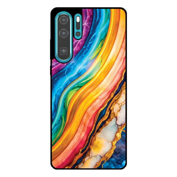 Huawei P30 Pro telefoonhoesje met regenboog goud marmer opdruk