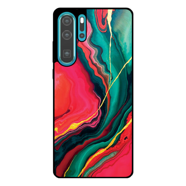 Huawei P30 Pro telefoonhoesje met rood groen marmer opdruk