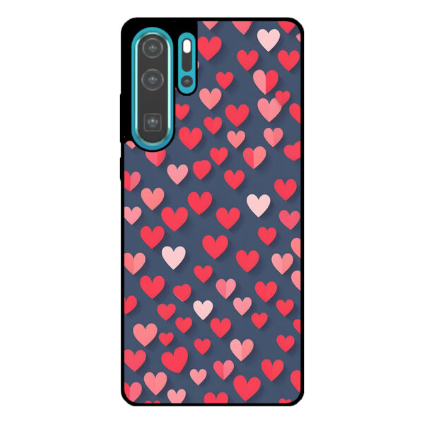 Huawei P30 Pro telefoonhoesje met roze en rode hartjes opdruk