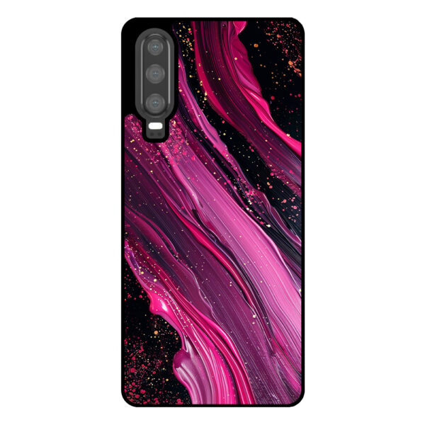 Huawei P30 telefoonhoesje met paars roze marmer opdruk