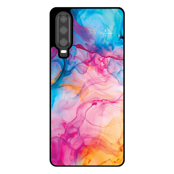 Huawei P30 telefoonhoesje met regenboog acryl marmer opdruk