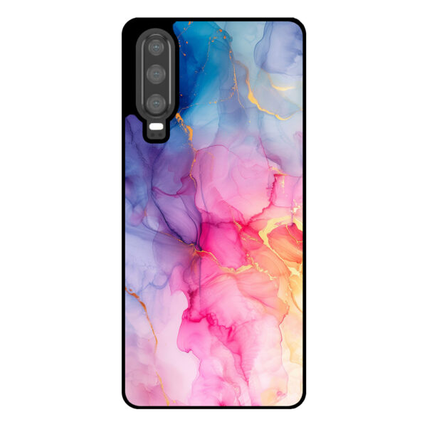 Huawei P30 telefoonhoesje met regenboog marmer opdruk