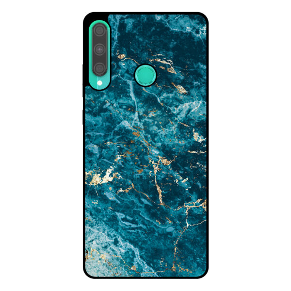 Huawei P40 Lite E telefoonhoesje met blauw marmer opdruk