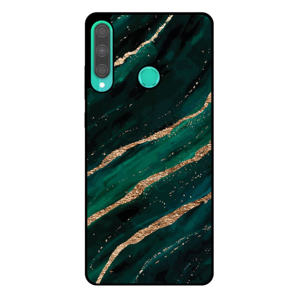 Huawei P40 Lite E telefoonhoesje met groen goud marmer opdruk