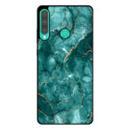 Huawei P40 Lite E telefoonhoesje met groen marmer opdruk