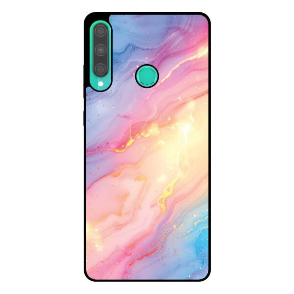 Huawei P40 Lite E telefoonhoesje met regenboog glitter marmer opdruk