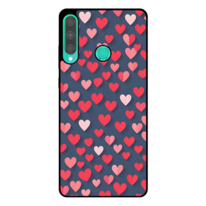 Huawei P40 Lite E telefoonhoesje met roze en rode hartjes opdruk
