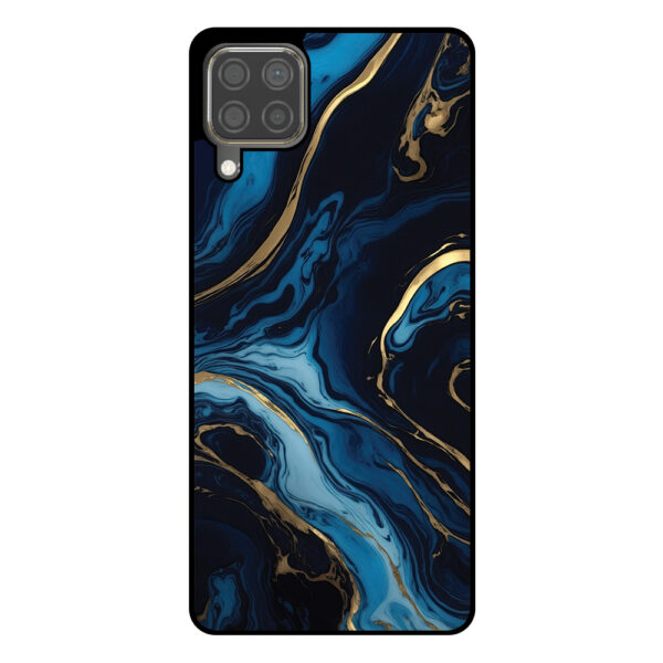 Huawei P40 Lite telefoonhoesje met blauw goud marmer opdruk