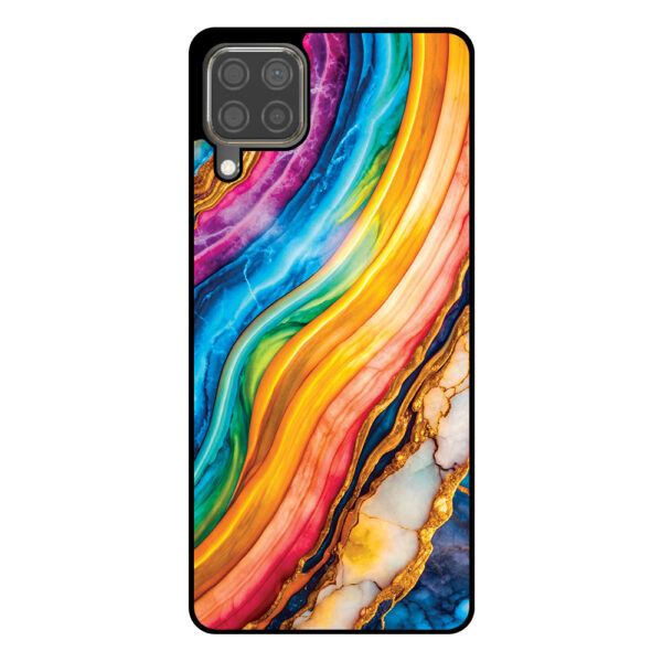 Huawei P40 Lite telefoonhoesje met regenboog goud marmer opdruk