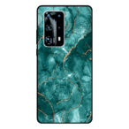 Huawei P40 Pro Plus telefoonhoesje met groen marmer opdruk