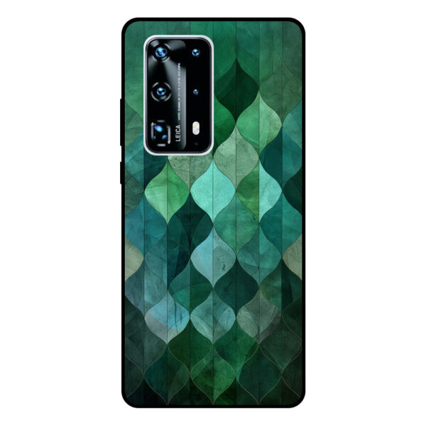 Huawei P40 Pro Plus telefoonhoesje met groene bladeren opdruk