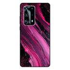 Huawei P40 Pro Plus telefoonhoesje met paars roze marmer opdruk