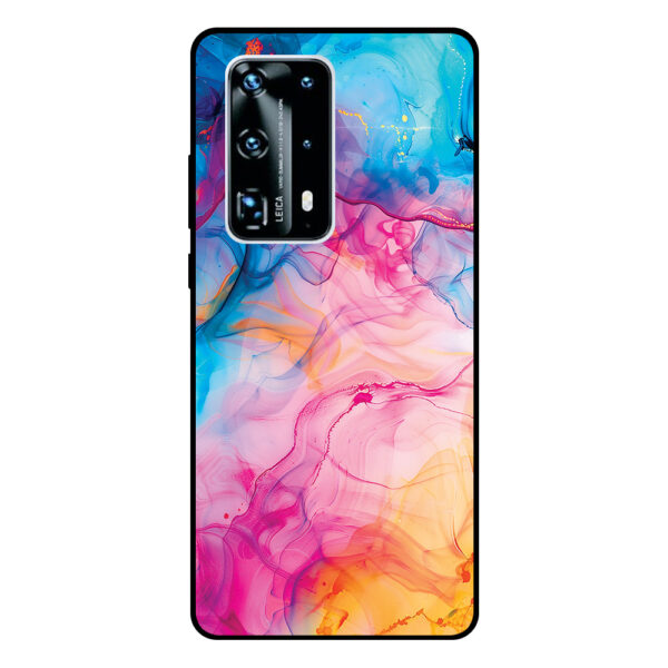 Huawei P40 Pro Plus telefoonhoesje met regenboog acryl marmer opdruk