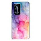 Huawei P40 Pro Plus telefoonhoesje met regenboog marmer opdruk