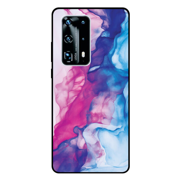 Huawei P40 Pro Plus telefoonhoesje met roze blauw marmer opdruk