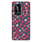 Huawei P40 Pro Plus telefoonhoesje met roze en rode hartjes opdruk