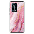 Huawei P40 Pro Plus telefoonhoesje met roze marmer opdruk