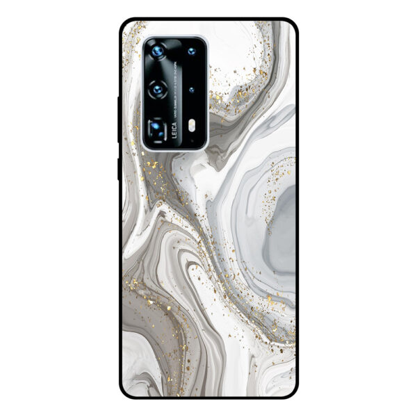 Huawei P40 Pro Plus telefoonhoesje met zilver marmer opdruk