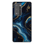 Huawei P40 Pro telefoonhoesje met blauw goud marmer opdruk