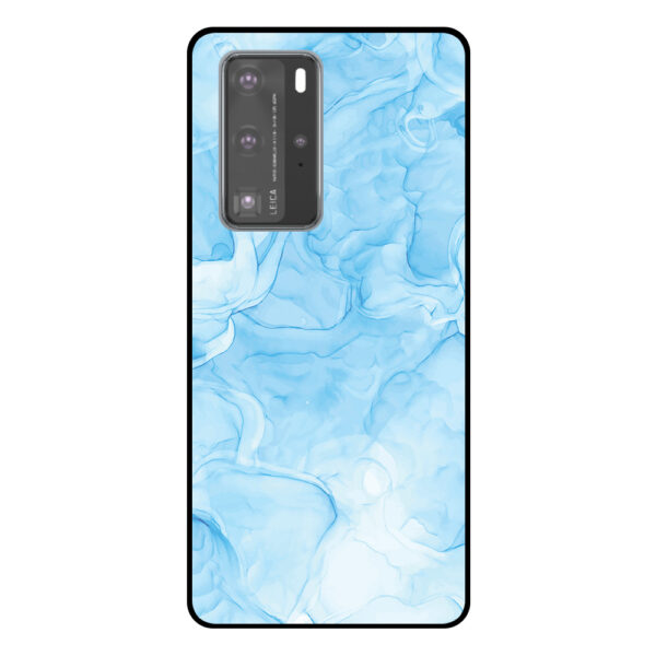 Huawei P40 Pro telefoonhoesje met lichtblauw marmer opdruk