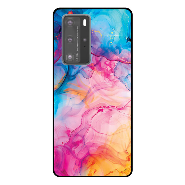 Huawei P40 Pro telefoonhoesje met regenboog acryl marmer opdruk