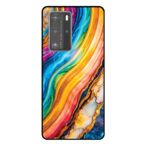 Huawei P40 Pro telefoonhoesje met regenboog goud marmer opdruk