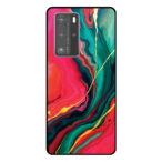 Huawei P40 Pro telefoonhoesje met rood groen marmer opdruk