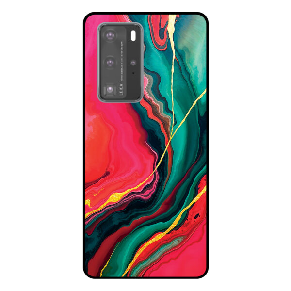 Huawei P40 Pro telefoonhoesje met rood groen marmer opdruk