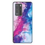 Huawei P40 Pro telefoonhoesje met roze blauw marmer opdruk