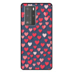 Huawei P40 Pro telefoonhoesje met roze en rode hartjes opdruk