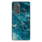 Huawei P40 telefoonhoesje met blauw marmer opdruk