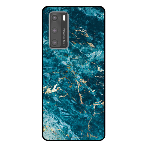 Huawei P40 telefoonhoesje met blauw marmer opdruk