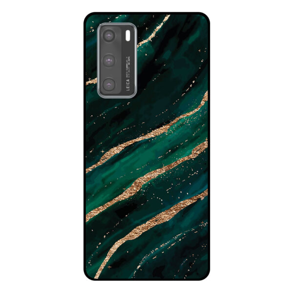 Huawei P40 telefoonhoesje met groen goud marmer opdruk