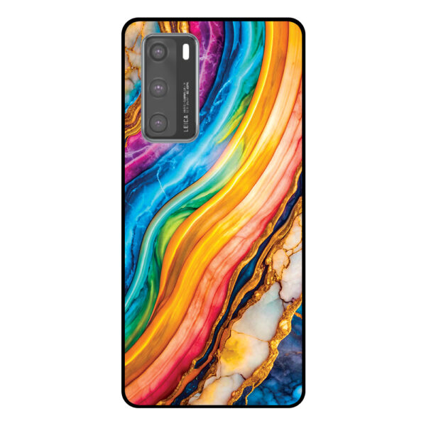 Huawei P40 telefoonhoesje met regenboog goud marmer opdruk