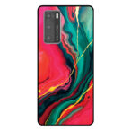 Huawei P40 telefoonhoesje met rood groen marmer opdruk