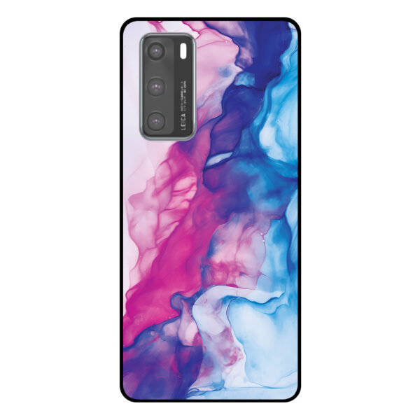 Huawei P40 telefoonhoesje met roze blauw marmer opdruk