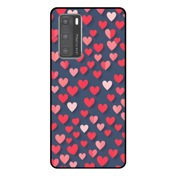 Huawei P40 telefoonhoesje met roze en rode hartjes opdruk