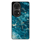 Huawei P50 Pro telefoonhoesje met blauw marmer opdruk