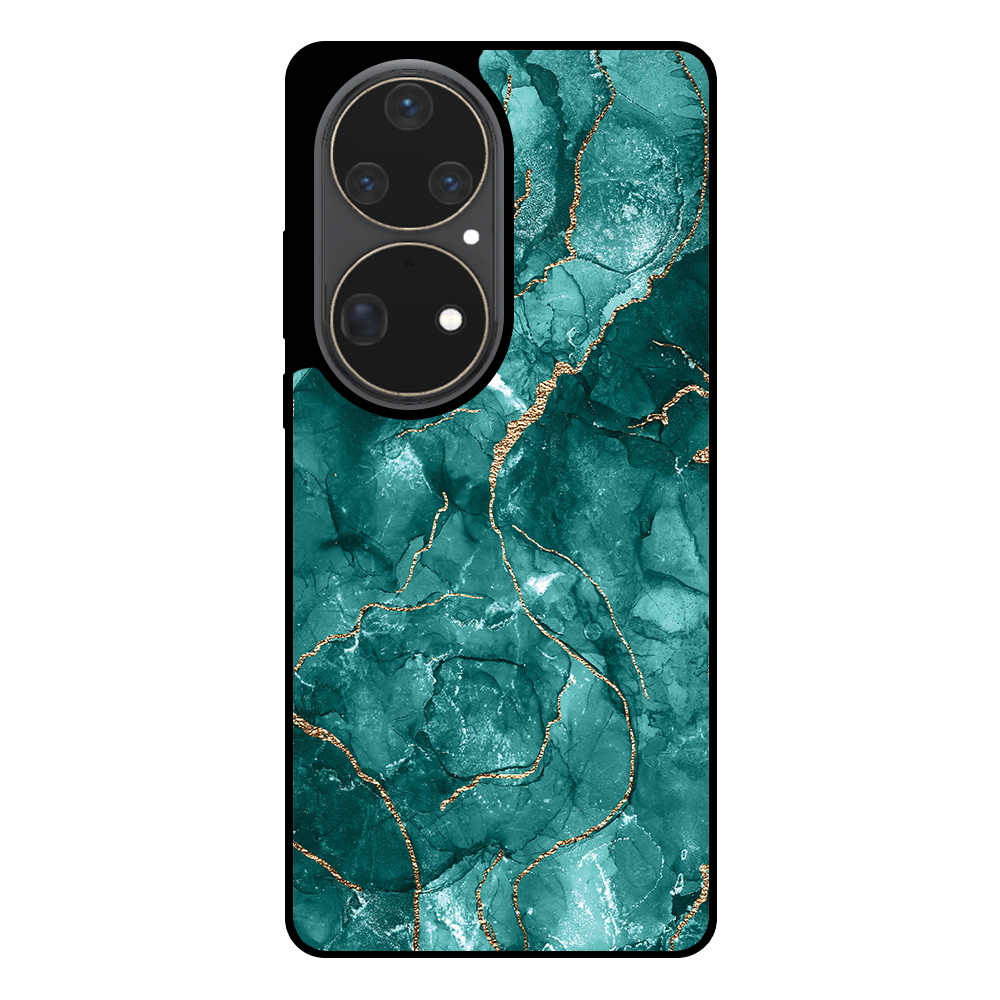 Huawei P50 Pro telefoonhoesje met groen marmer opdruk