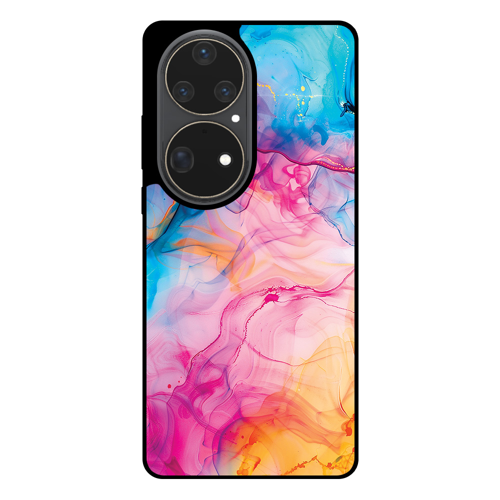 Huawei P50 Pro telefoonhoesje met regenboog acryl marmer opdruk