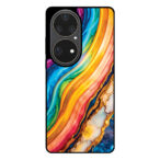 Huawei P50 Pro telefoonhoesje met regenboog goud marmer opdruk