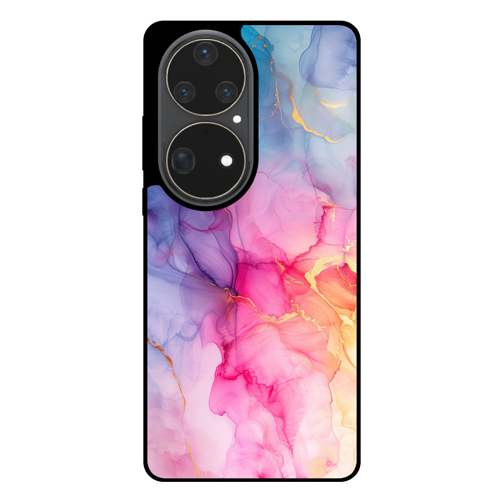 Huawei P50 Pro telefoonhoesje met regenboog marmer opdruk