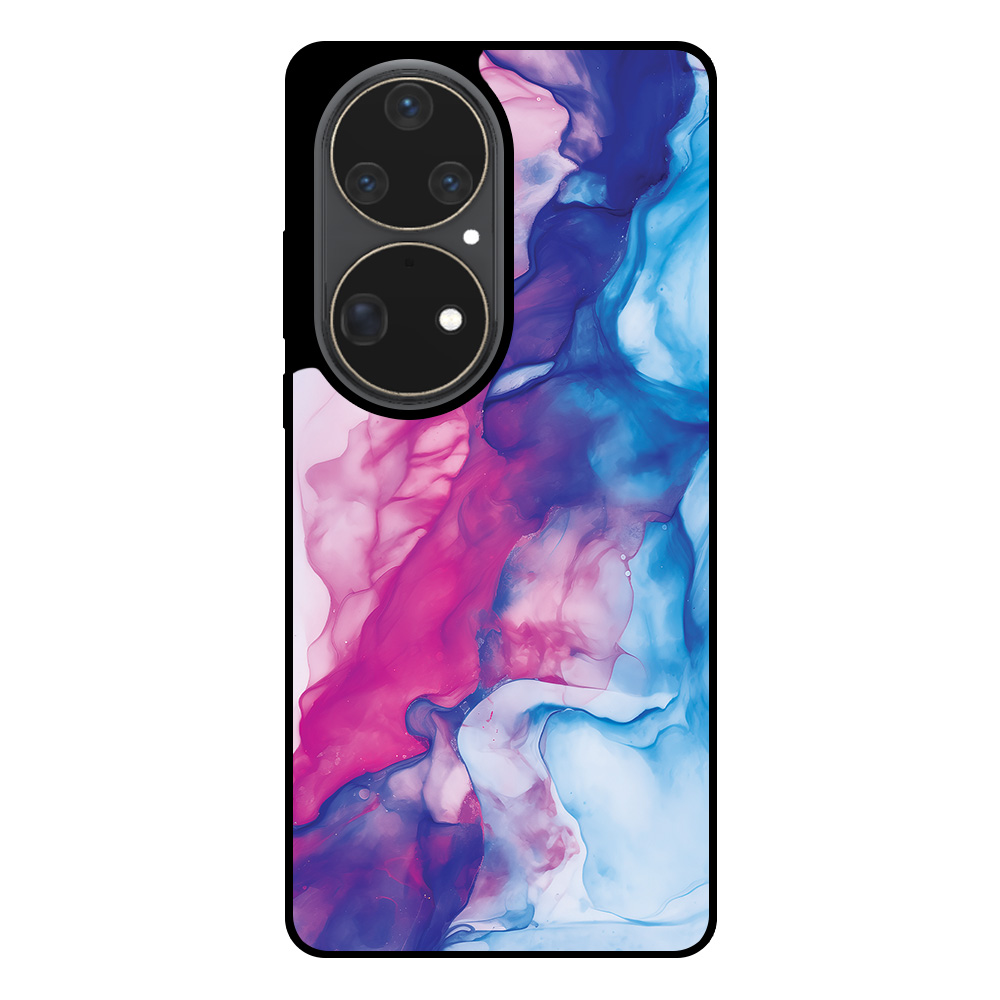 Huawei P50 Pro telefoonhoesje met roze blauw marmer opdruk