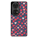 Huawei P50 Pro telefoonhoesje met roze en rode hartjes opdruk