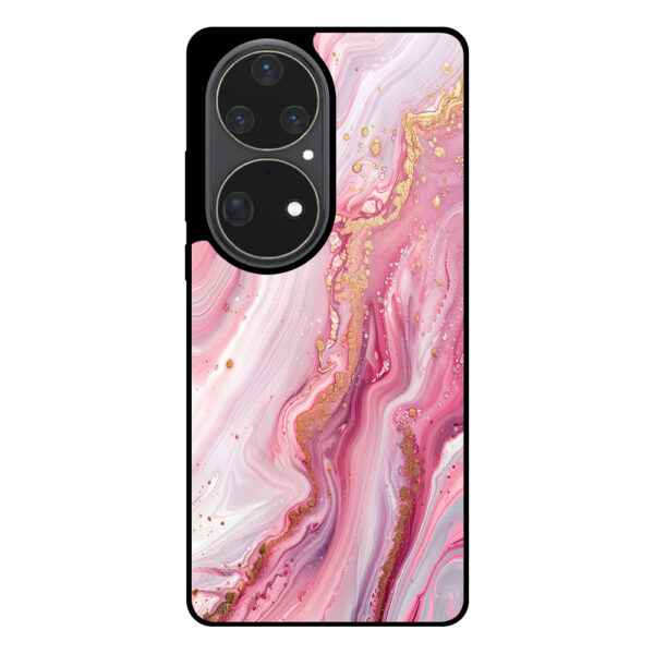 Huawei P50 Pro telefoonhoesje met roze marmer opdruk