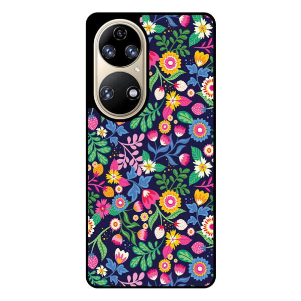 Huawei P50 telefoonhoesje met bloemen opdruk