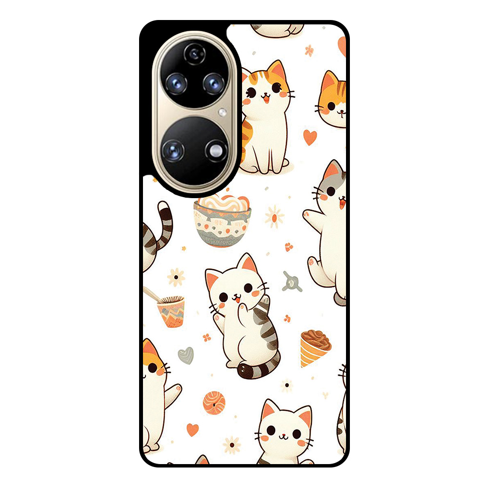 Huawei P50 telefoonhoesje met katten opdruk